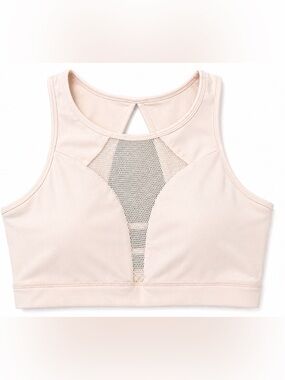 P'tula High-Neck Mesh Inset Sports Bra - Blush Pink